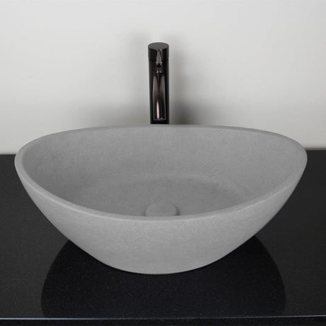 Leduc Oval Cast Concrete Vessel Sink - Light Gray