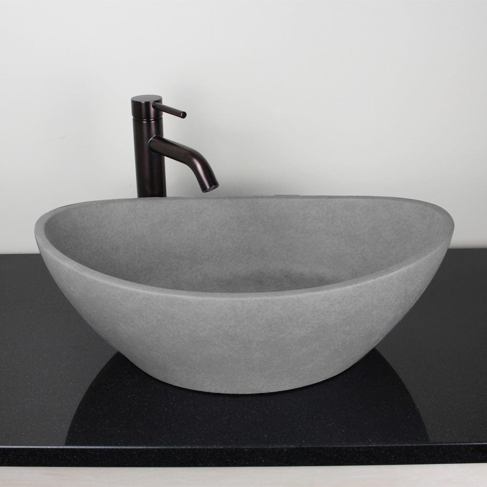 Leduc Oval Cast Concrete Vessel Sink - Light Gray