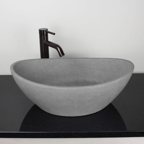 Leduc Oval Cast Concrete Vessel Sink - Light Gray