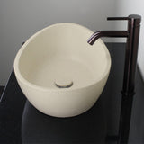 Leduc Oval Cast Concrete Vessel Sink - White Sandstone