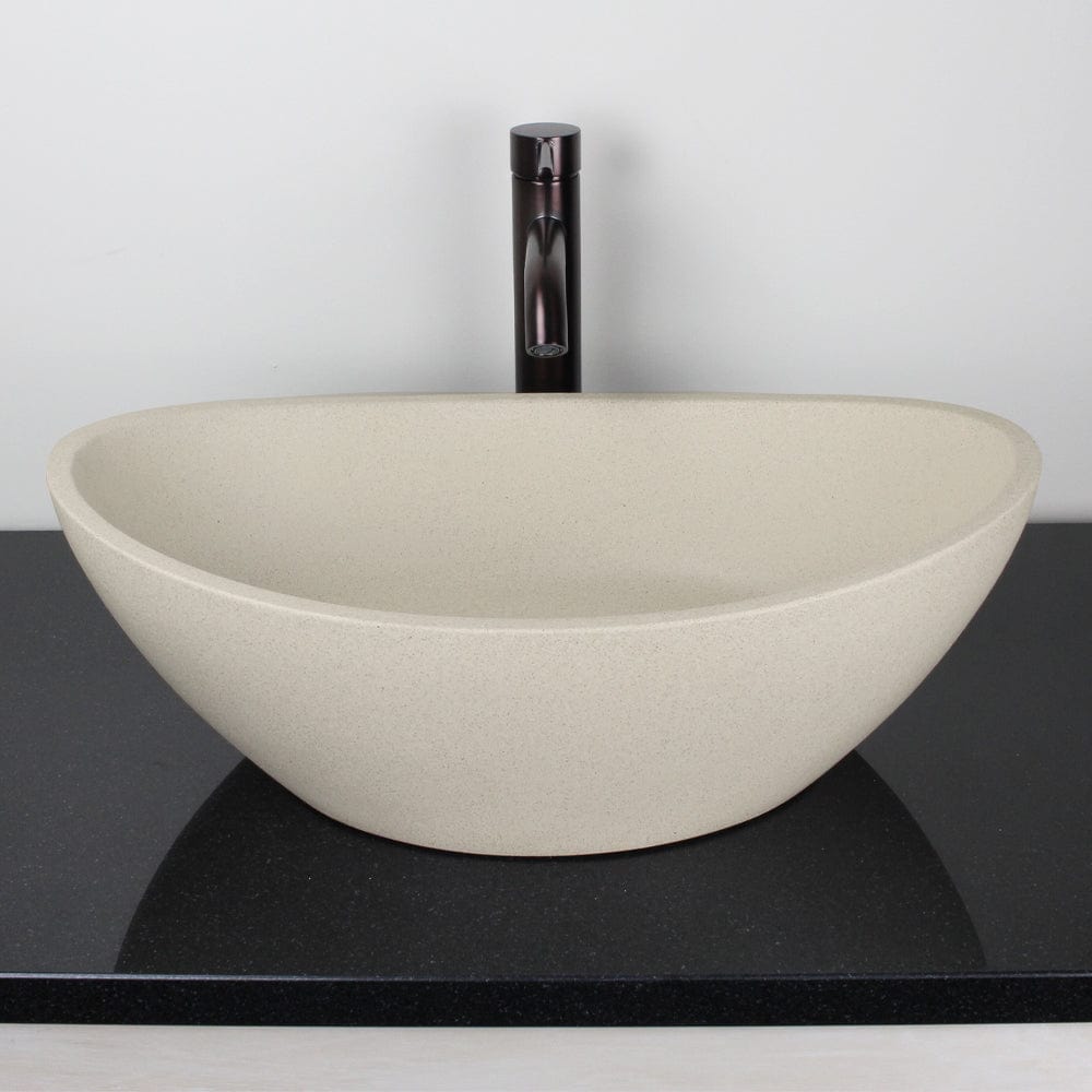 Leduc Oval Cast Concrete Vessel Sink - White Sandstone