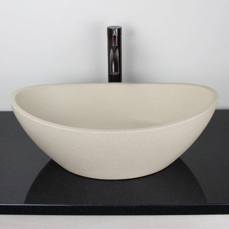 Leduc Oval Cast Concrete Vessel Sink - White Sandstone