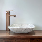 Lucin Smooth Polished Carrara Marble Vessel Sink