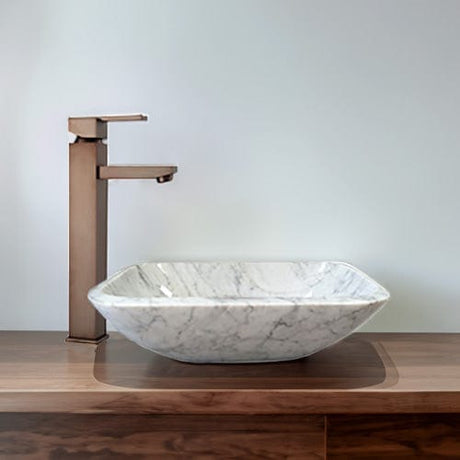 Lucin Smooth Polished Carrara Marble Vessel Sink