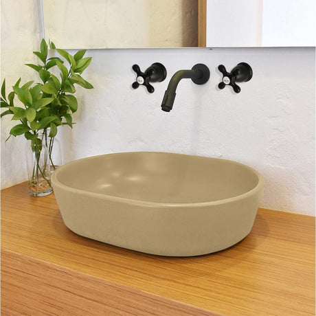 Marpen Oval Cast Concrete Vessel Sink - Desert Brown