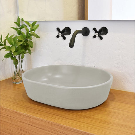 Marpen Oval Cast Concrete Vessel Sink - Light Grey