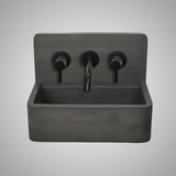 Matteo Concrete Wall-Mount Bathroom Sink with Sliding Natural Wood Tray - Dusk Grey