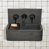 Matteo Concrete Wall-Mount Bathroom Sink with Sliding Natural Wood Tray - Dusk Grey