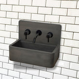 Matteo Concrete Wall-Mount Bathroom Sink with Sliding Natural Wood Tray - Dusk Grey