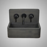 Matteo Concrete Wall-Mount Bathroom Sink with Sliding Natural Wood Tray - Dusk Grey