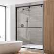 Maxwell 52" W x 76" H By Pass Semi Frameless Shower Door in Matte Black with Clear Glass