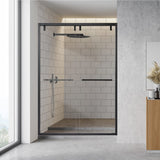 Maxwell 52" W x 76" H By Pass Semi Frameless Shower Door in Matte Black with Clear Glass