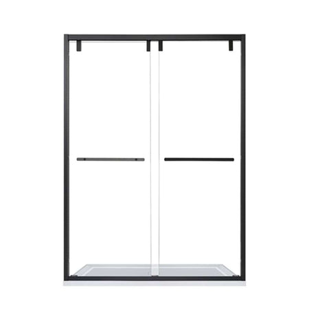 Maxwell 52" W x 76" H By Pass Semi Frameless Shower Door in Matte Black with Clear Glass