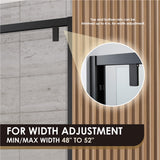 Maxwell 52" W x 76" H By Pass Semi Frameless Shower Door in Matte Black with Clear Glass