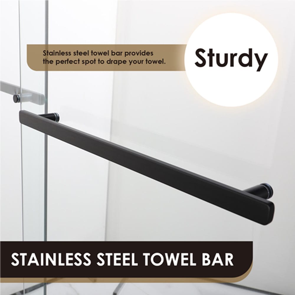 Maxwell 52" W x 76" H By Pass Semi Frameless Shower Door in Matte Black with Clear Glass