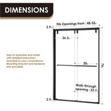 Maxwell 52" W x 76" H By Pass Semi Frameless Shower Door in Matte Black with Clear Glass