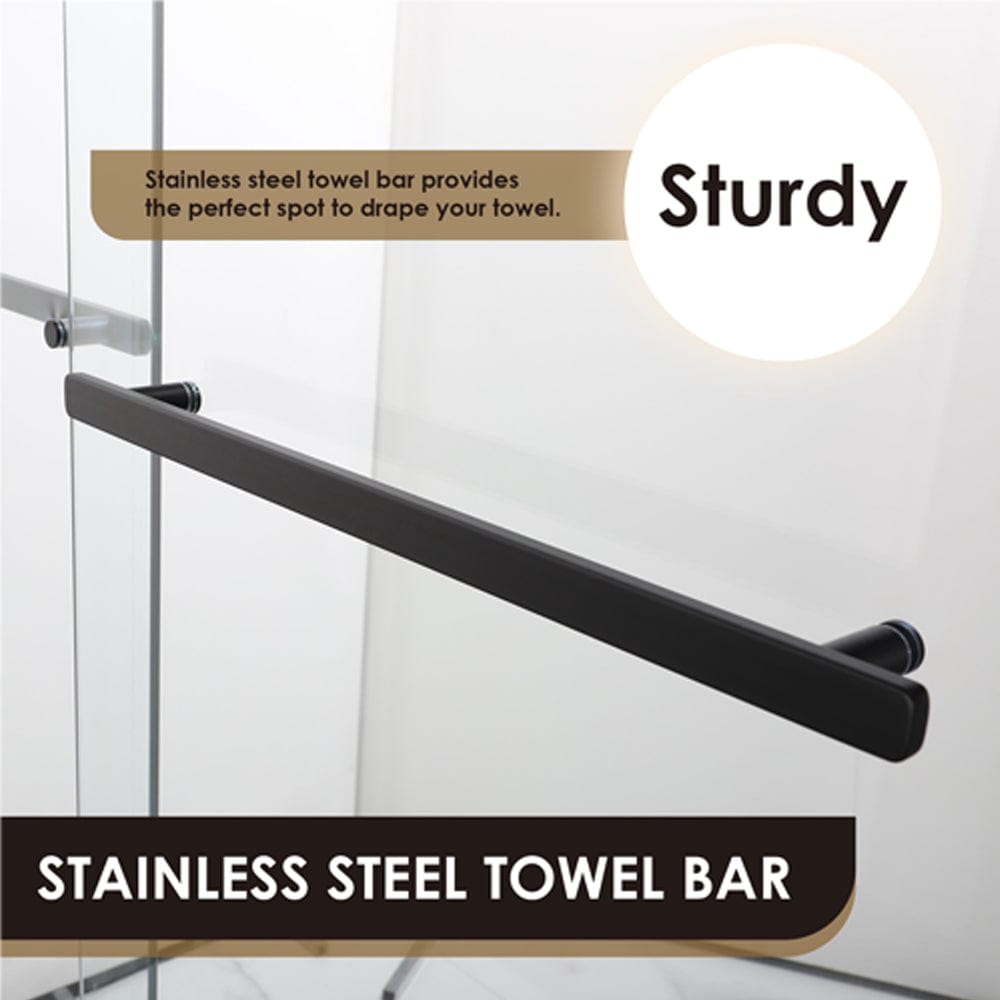 Maxwell 60" W x 58" H By Pass Semi Frameless Tub Door in Matte Black with Clear Glass