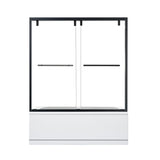 Maxwell 60" W x 58" H By Pass Semi Frameless Tub Door in Matte Black with Clear Glass