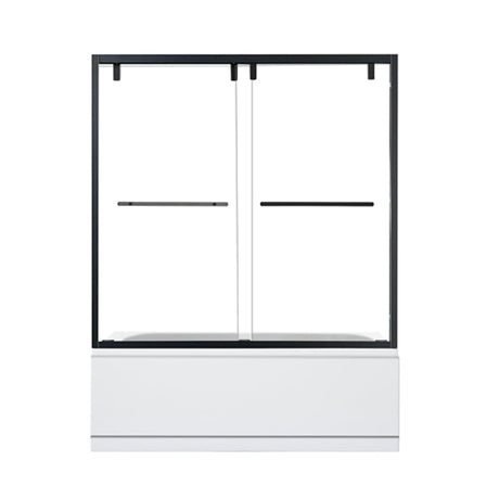 Maxwell 60" W x 58" H By Pass Semi Frameless Tub Door in Matte Black with Clear Glass
