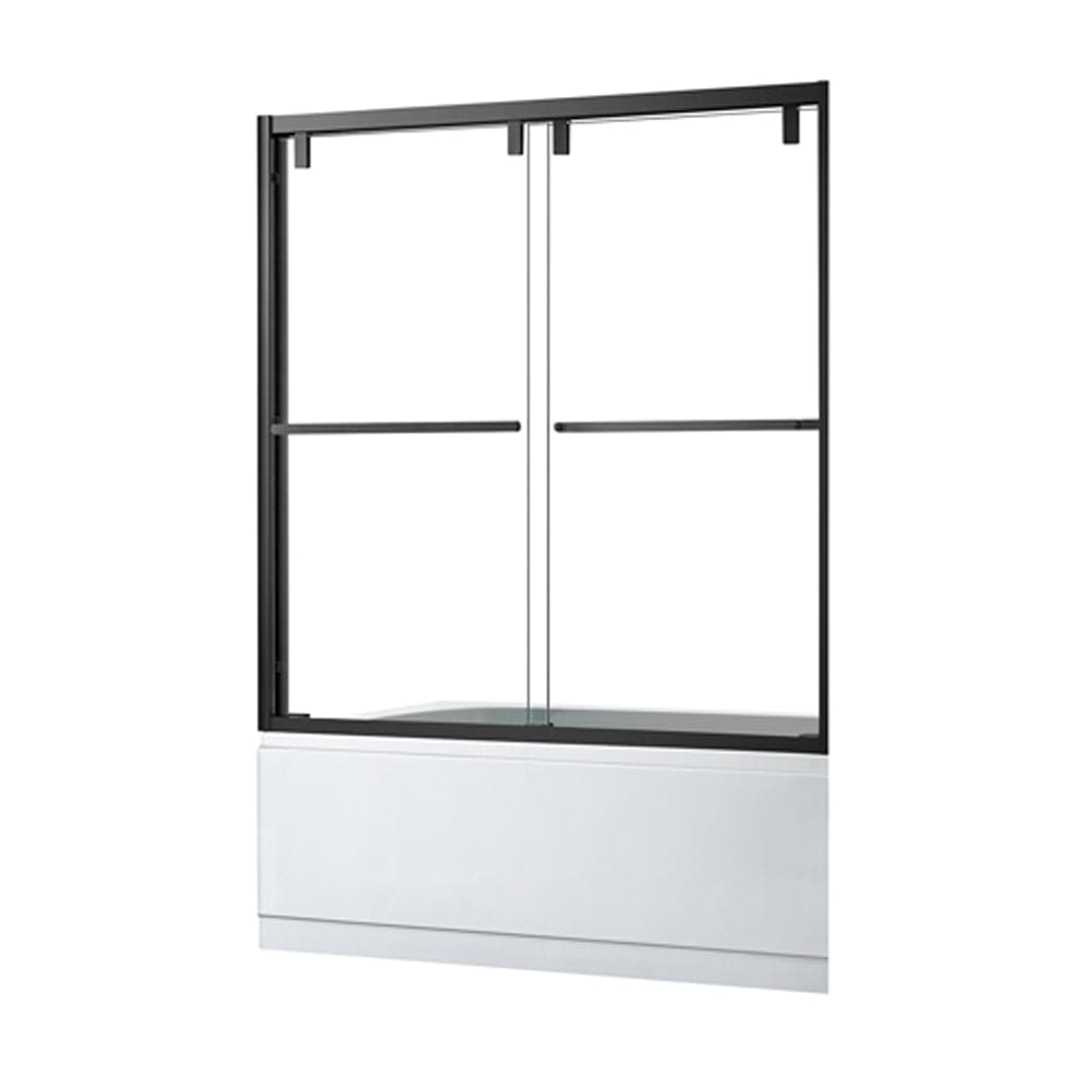 Maxwell 60" W x 58" H By Pass Semi Frameless Tub Door in Matte Black with Clear Glass
