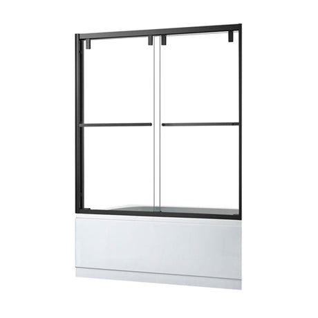 Maxwell 60" W x 58" H By Pass Semi Frameless Tub Door in Matte Black with Clear Glass
