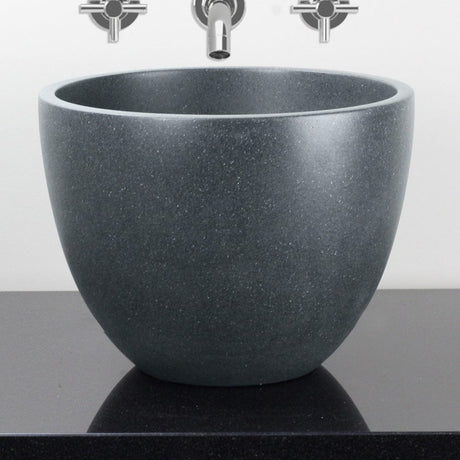 Melfort Round Cast Concrete Vessel Sink - Speckled Dark Gray Sandstone