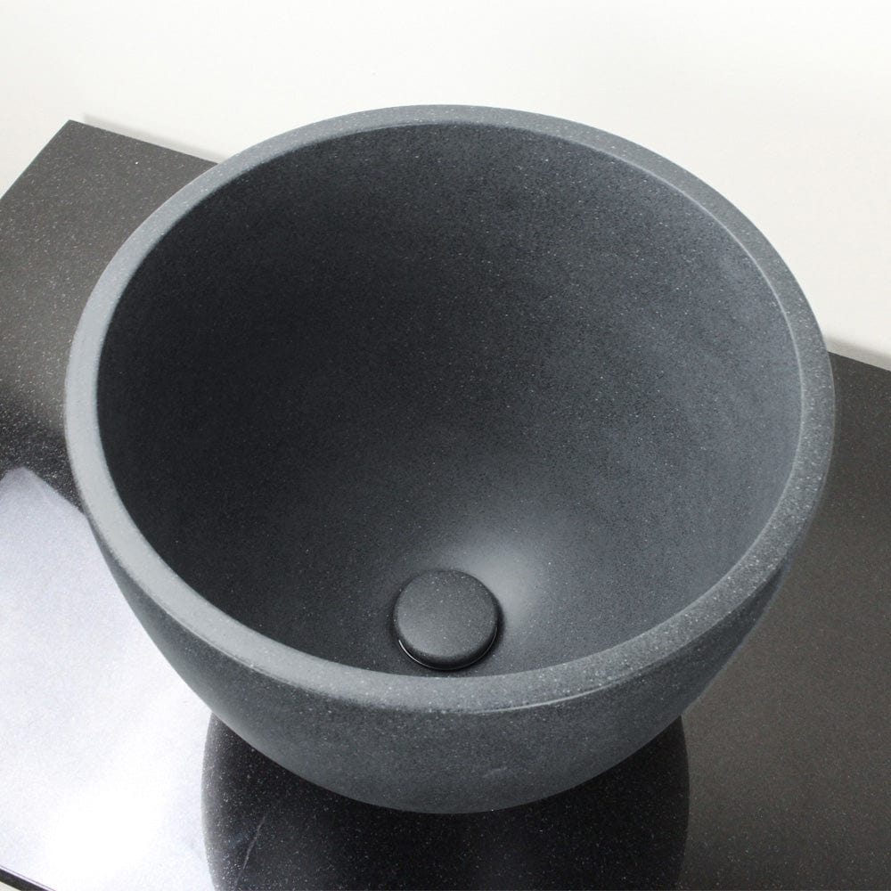 Melfort Round Cast Concrete Vessel Sink - Speckled Dark Gray Sandstone