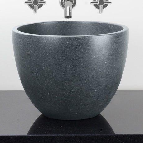 Melfort Round Cast Concrete Vessel Sink - Speckled Dark Grey Sandstone