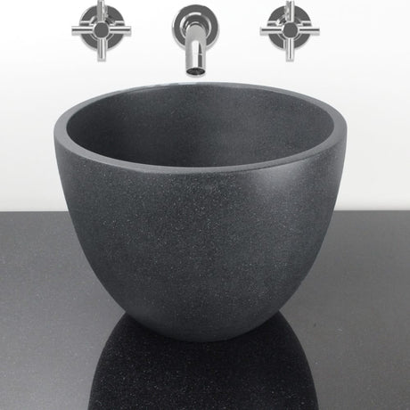 Melfort Round Cast Concrete Vessel Sink - Speckled Dark Grey Sandstone