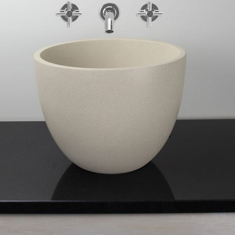 Melfort Round Cast Concrete Vessel Sink - White Sandstone