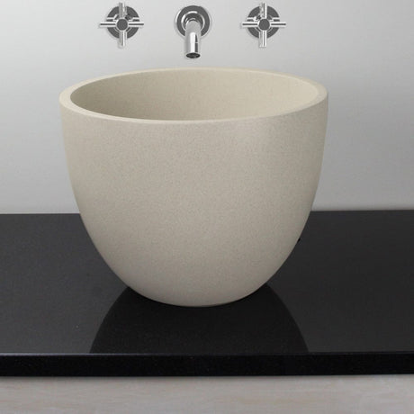 Melfort Round Cast Concrete Vessel Sink - White Sandstone