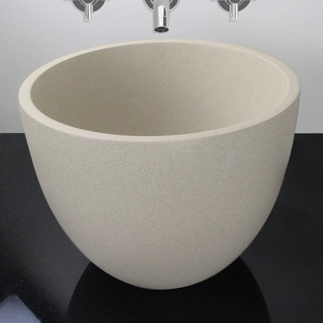 Melfort Round Cast Concrete Vessel Sink - White Sandstone