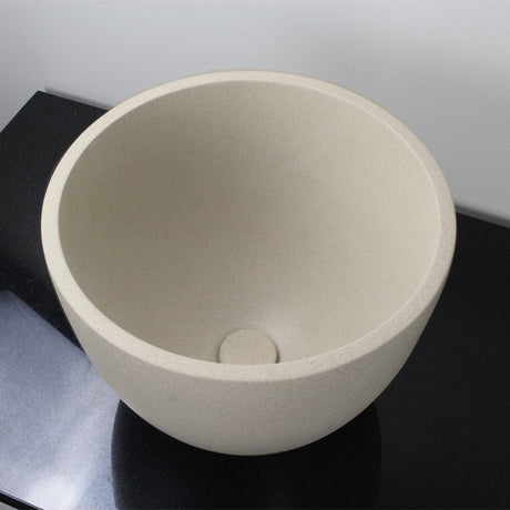 Melfort Round Cast Concrete Vessel Sink - White Sandstone