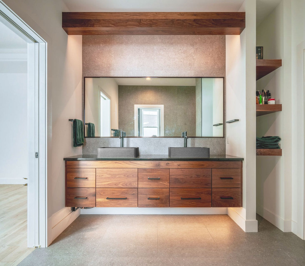 Morden Rectangular Cast Concrete Vessel Sink - Dark Grey