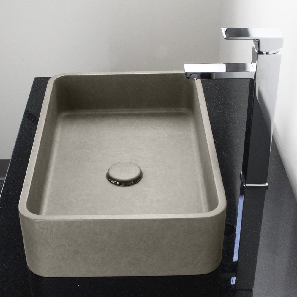 Morden Rectangular Cast Concrete Vessel Sink - Dark Grey