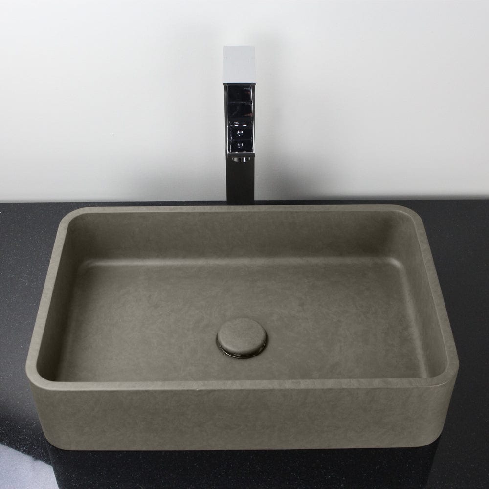 Morden Rectangular Cast Concrete Vessel Sink - Dark Grey