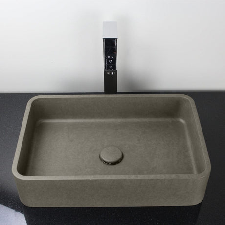 Morden Rectangular Cast Concrete Vessel Sink - Dark Grey