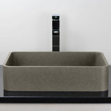 Morden Rectangular Cast Concrete Vessel Sink - Dark Grey