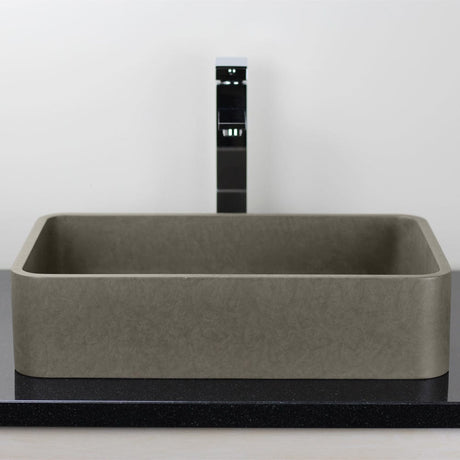 Morden Rectangular Cast Concrete Vessel Sink - Dark Grey