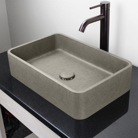 Morden Rectangular Cast Concrete Vessel Sink - Dark Grey