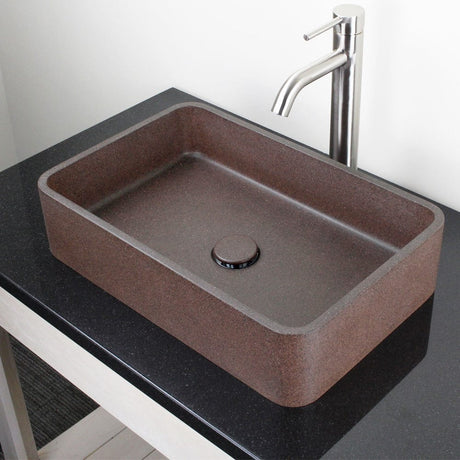 Morden Rectangular Cast Concrete Vessel Sink - Red Sandstone