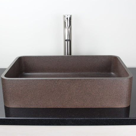 Morden Rectangular Cast Concrete Vessel Sink - Red Sandstone
