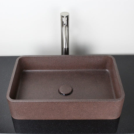 Morden Rectangular Cast Concrete Vessel Sink - Red Sandstone