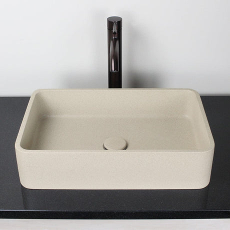 Morden Rectangular Cast Concrete Vessel Sink - White Sandstone