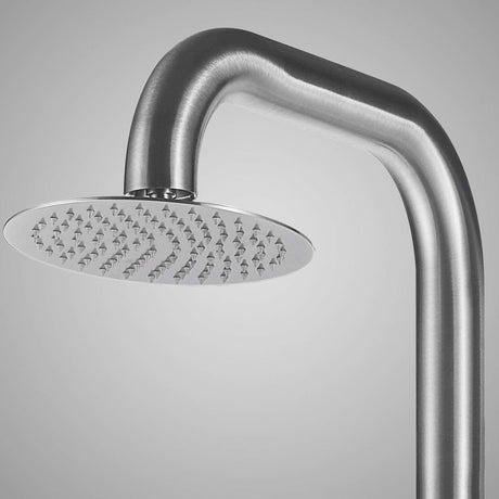 Muhlenberg Freestanding Stainless Steel Outdoor Shower with Hand Shower - Brushed Finish