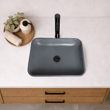 Narter Rectangular Cast Concrete Vessel Sink - Dark Grey