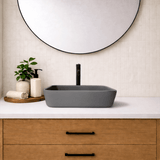 Narter Rectangular Cast Concrete Vessel Sink - Dark Grey
