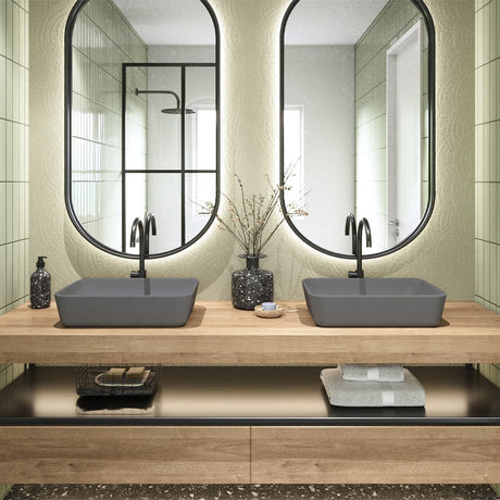 Narter Rectangular Cast Concrete Vessel Sink - Dark Grey