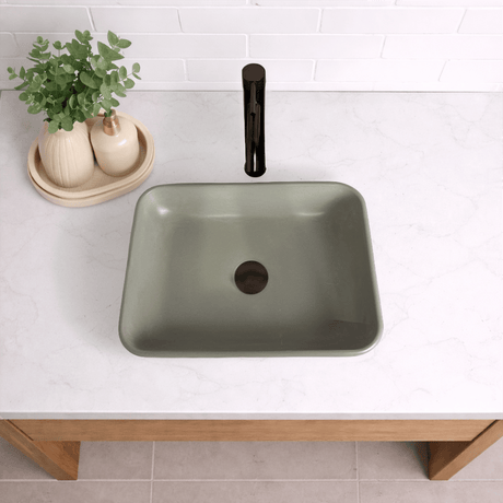 Narter Rectangular Cast Concrete Vessel Sink - Light Grey