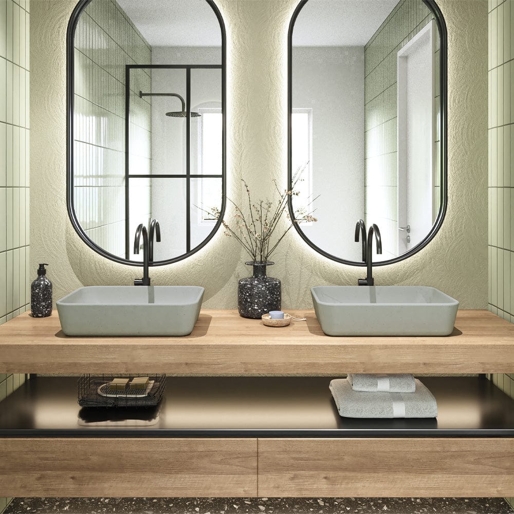 Narter Rectangular Cast Concrete Vessel Sink - Light Grey